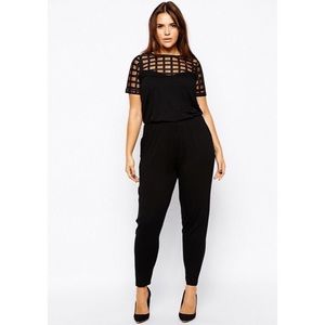 ASOS Curve jumpsuit with grid mesh